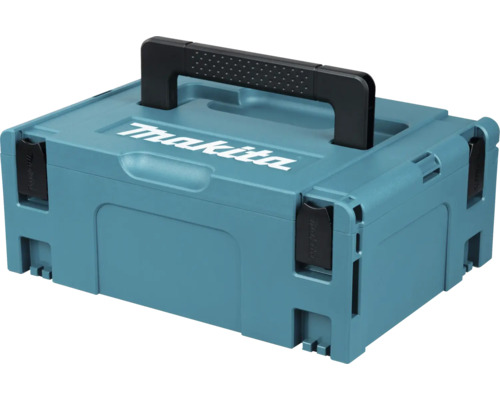 Makita MAKPAC systemväska i plast med svart bärhandtag och snäpplås.