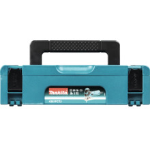 Turkos Makita Makpac verktygsväska för sticksåg 4351FCTJ i plast med handtag och Makita Logo.