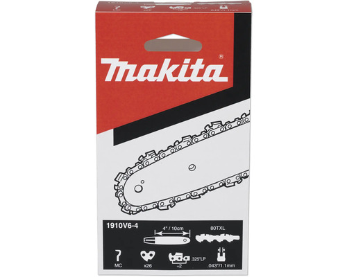 Makita sågkedja 1910V6-4 för 10 centimeter svärdlängd, 1.1 millimeter, 0.325 tum Low Profile delning, 26 drivlänkar, Makita Logo.
