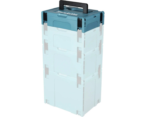 Makita MAKPAC stapelbart verktygsväskpaket med bärhandtag och låshakar.