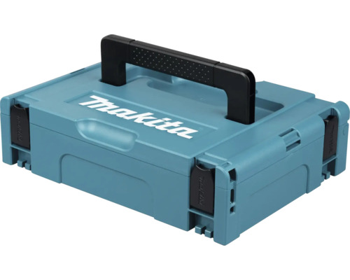Makita MAKPAC systemväska med Makita Logo, svart handtag och fyra lås för förvaring och transport av verktyg.