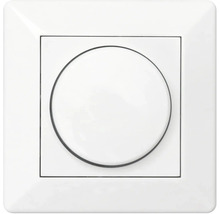 Vit vriddimmer med kvadratisk ram och runt vridreglage.