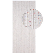 Dekorativ platta med vertikala ränder och färgade prickar