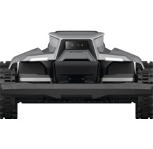 Bakifrånvy av en robotgräsklippare med larvfötter och 360 graders Vision Fence.