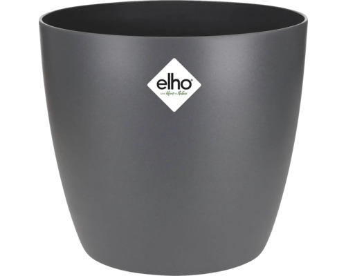 Grå blomkruka i plast med Elho-logotyp