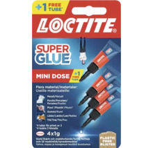 Loctite Super Glue Mini Dose sekundlim, fyra tuber om ett gram vardera i plastfri förpackning för metall, porslin, plast, gummi, läder och trä.
