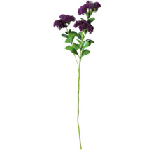 Konstgjord kärleksörtskvist med gröna blad och lila blomhuvuden.