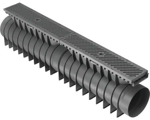 Dräneringsränna i plast med galler för ytvattendränering