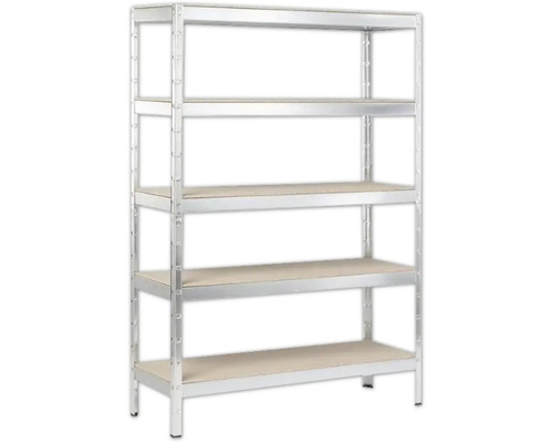 Metallhylla med fem hyllplan för förvaring