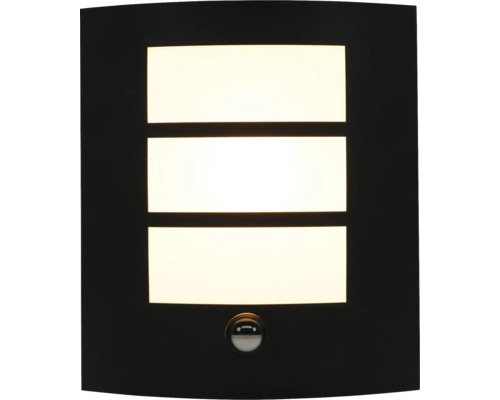 Fyrkantig utomhuslampa med tre ljusfält och rörelsedetektor