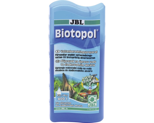 Vattenberedningspreparat JBL Biotopol 100ml Vattenberedningspreparat JBL Biotopol för sötvattenakvarier med aloe vera, för 400 liter vatten, JBL Logo.