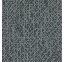 Tapet med ett abstrakt nätliknande linjemönster i grått.