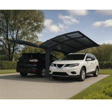 Dubbel carport med två parkerade bilar