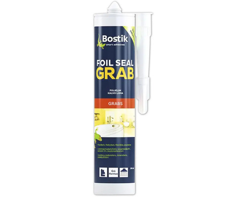 Grått Bostik Foil Seal Grab folielim i en 290 milliliters patron inklusive munstycke för inomhusbruk.