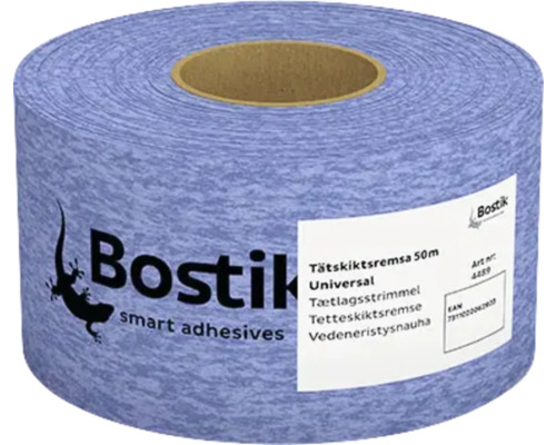 Blå Bostik Tätskiktsremsa Universal, 50 meter rulle.