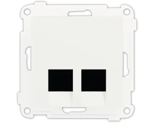 Modularuttag ELKO RS plus 2x8-polig cat 6 UTP fjällvit 5100472 Centralplatta av plast för datauttag med två rektangulära öppningar.