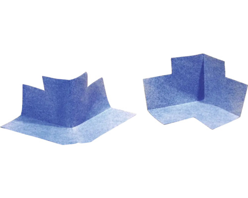 Inner- och ytterhörn för tätskiktssystem av fiberduk för säker hörntätning i våtrum.