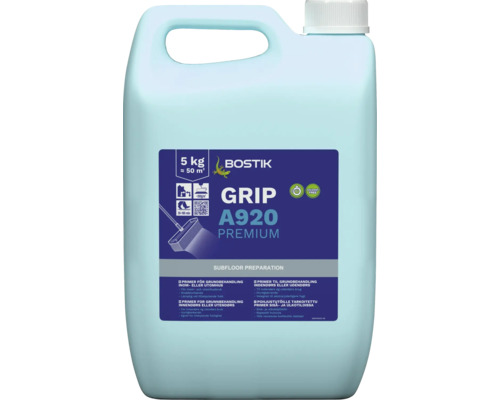 Primer BOSTIK Grip A920 Premium 5kg Bostik Grip A920 Premium primer, 5 kilogram dunk, lösningsmedelsfri, inomhus och utomhus, räckvidd cirka 50 kvadratmeter.