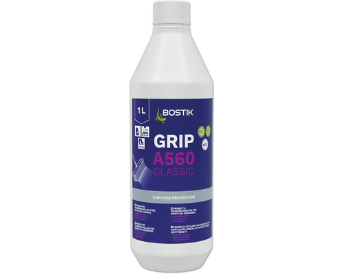 Bostik Grip A560 Classic primer, 1 liters flaska. Lösningsmedelsfri, emissionssnål och snabbtorkande primer för förbehandling av underlag.