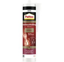 Pattex Sanitär- och byggsilikon Universal vit, UV-beständigt, mögelresistent, flexibelt, 5 års garanti, patron.