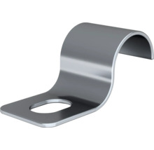 Takpanneklämma i metall med avlångt hål för montering.
