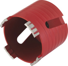 Diamantborrkrona i rött med segmenterade skärkanter för borrning i sten och betong.