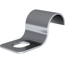 Fästklammer av metall i S-form med ett avlångt hål för montering.