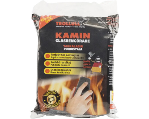 Rengöringssvamp NSP Glasclean för kamin vedspis 2st Trollull kamin glasrengörare av stålull för kemikaliefri rengöring av kaminens glas.