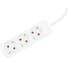 Grenuttag 3-vägs i vitt med vit kabel.
