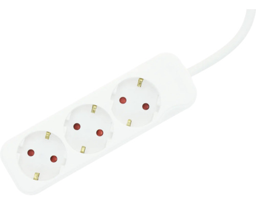 Grenuttag 3-vägs i vitt med vit kabel.