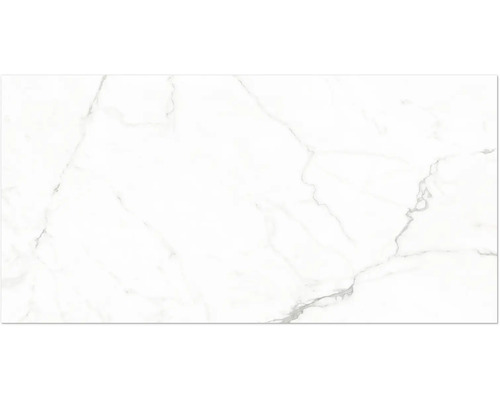 Vit klinker i marmoroptik med grå ådring.