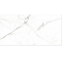 Klinker med marmorlook och grå ådring.