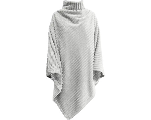 Ribbad poncho med polokrage av mjukt material.