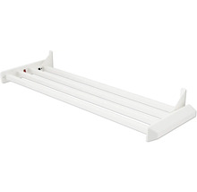 Elektrisk handdukstork i vitt med fyra stänger för väggmontering.