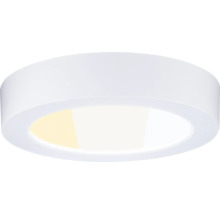 Rund vit LED-taklampa i minimalistisk design.