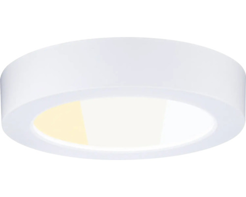 Rund vit LED-taklampa i minimalistisk design.