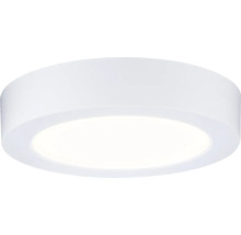 Rund LED-taklampa i vitt med platt hölje och matt ljusyta.
