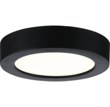 Rund svart LED-taklampa med vit diffusor.