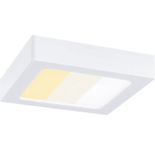 Kvadratisk LED-taklampa med tre inställbara färgtemperaturer.