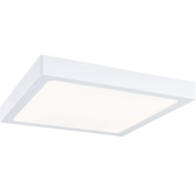 Kvadratisk, platt LED-taklampa i vitt.