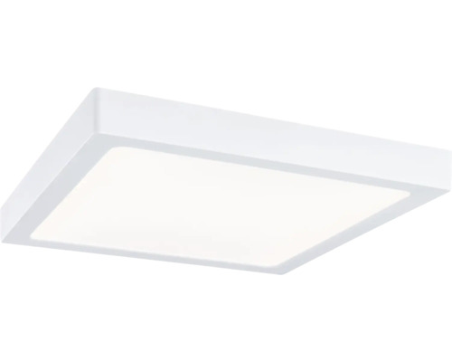 Kvadratisk, platt LED-taklampa i vitt.