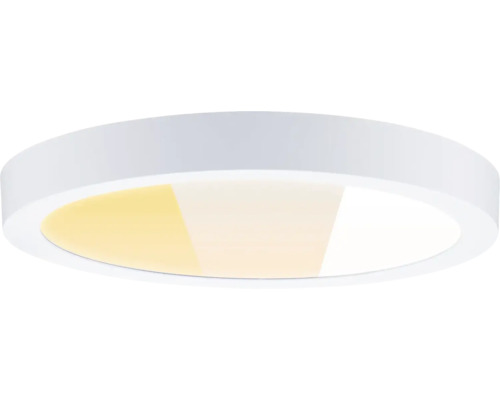 Rund LED-taklampa i vitt med justerbar färgtemperatur från varmvitt till kallvitt.