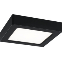 Kvadratisk LED-taklampa med svart ram och vit diffusor.