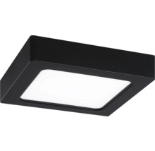 Kvadratisk LED-taklampa i svart med vit diffusor.