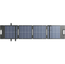 Vikbar EcoFlow solpanel med fyra solpaneler och integrerade bärhandtag för mobil strömförsörjning.