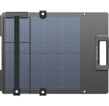 Bärbar EcoFlow solpanel med integrerat handtag och fästöglor för mobil strömförsörjning.