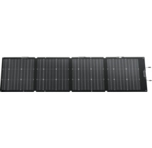 Vikbar solpanel med fyra monokristallina moduler för mobil strömförsörjning.