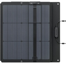 EcoFlow bärbar solpanel med anslutningskablar och monteringshål.