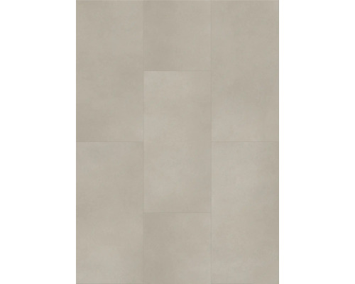 Golvplatta i granitkeramik med betonglook, storformat, grå, matt yta.