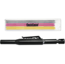 Pattfield djuphålsmärkpenna med reservstift i en plastförpackning.